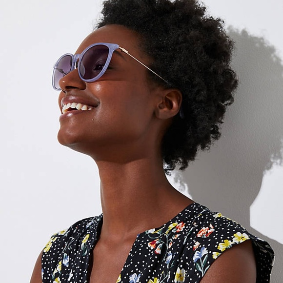 LOFT Pale Periwinkle Metallic Round Sunglasses - Picture 6 of 8